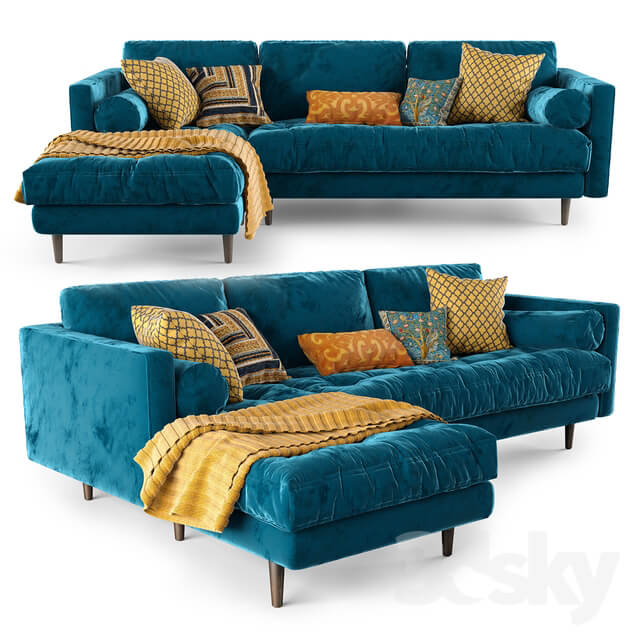 Article Sven Cascadia Blue Left Sectional Sofa