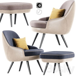 375 Walter Knoll Armchair With Pouf 