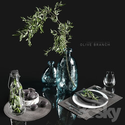 Table settings with olive branch 