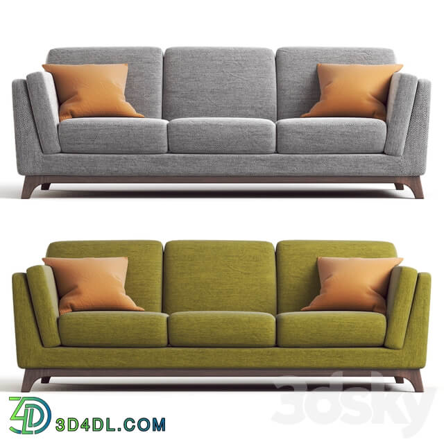 ARTICLE Ceni Sofa. Pyrite Gray and Seagrass Green upholstery variants.