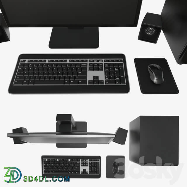 PC other electronics Computer monitor keyboard mouse pad speakers woofer set