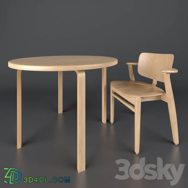 Table Chair Domus chair with Aalto table round by artek