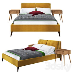 Bed Orla Kiely Alexa Bed with Walnut Legs 