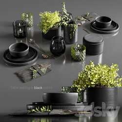 Table setting in black colors 