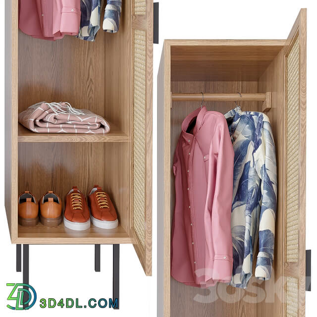 Wardrobe Display cabinets WASKA Wardrobe with hangers with 1 wicker door