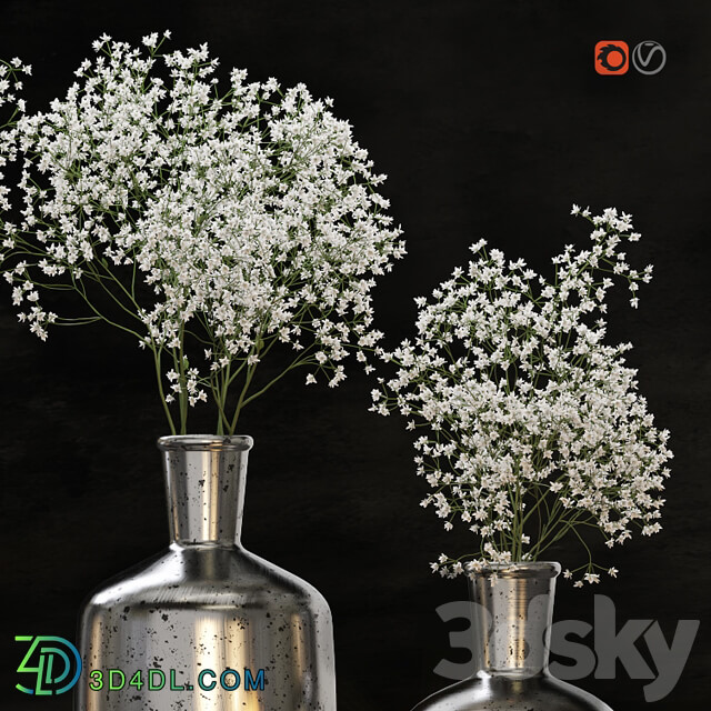 Decorative set with gypsophila flower and candles