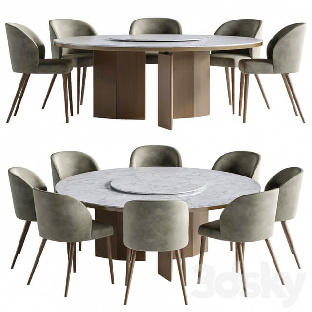 Table Chair Dinning Set Morgan round table Minotti camille taupe Italian dining chair