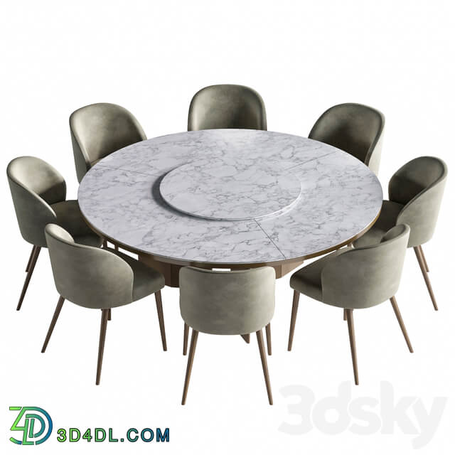 Table Chair Dinning Set Morgan round table Minotti camille taupe Italian dining chair