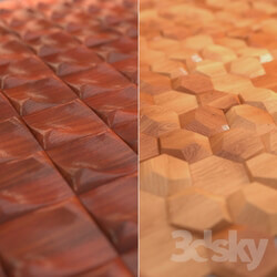 Relief wooden wall tiles 