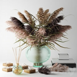 Bouquet of dry grass in a glass vase 2 