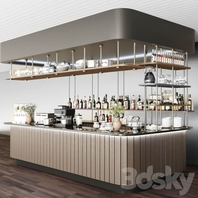 Design project of a cafe in a modern style 2. Alcohol 3D Models