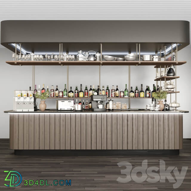 Design project of a cafe in a modern style 2. Alcohol 3D Models