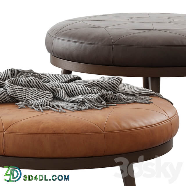 Strick Bolton Imre Round Leather Ottoman