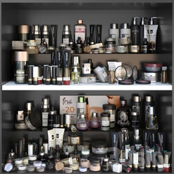 Shelf with a set of cosmetics for beauty salons shops or dutifree. Make up 3D Models 