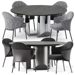 Table Chair ANGIE CHAIR and Wedge Table by Minotti 