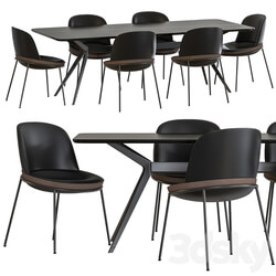 Table Chair Jesse Pierluigi Dining Table and Germana Chair Leather Black 