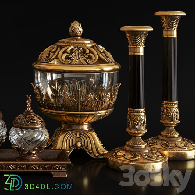 Decoration Set 26 Antique Vases and candlestick