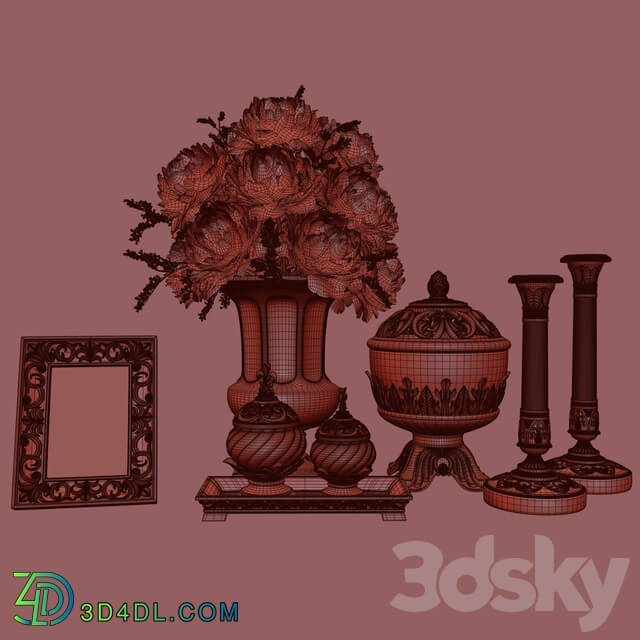 Decoration Set 26 Antique Vases and candlestick