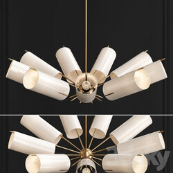 Italian Atomic Chandelier in Brass with Milk Glass Cylinders Pendant light 3D Models 