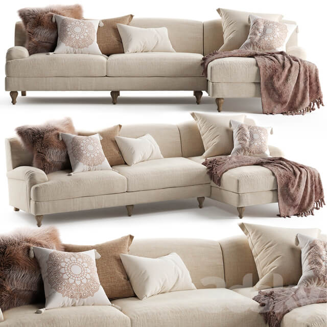 Rose Fabric Sofa Chaise