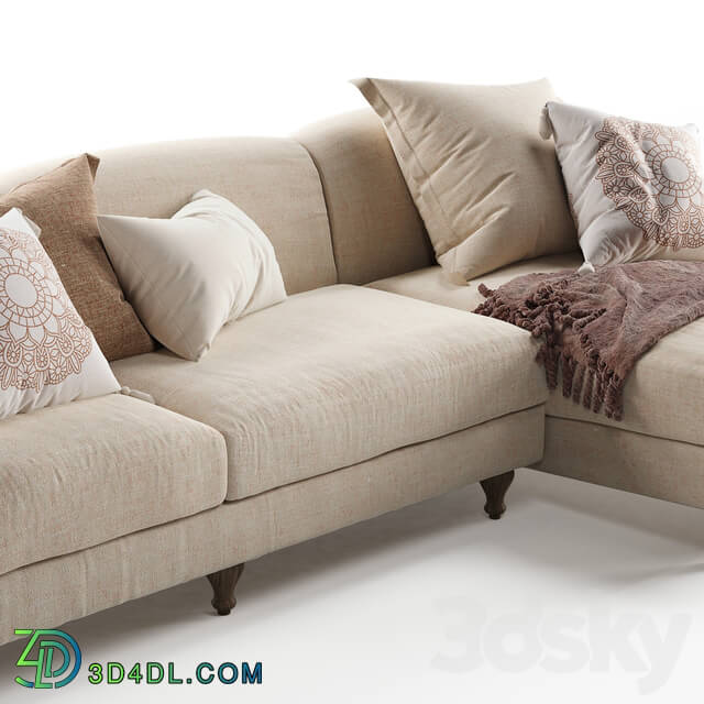 Rose Fabric Sofa Chaise