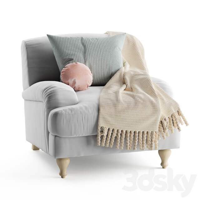 Rose fabric armchair