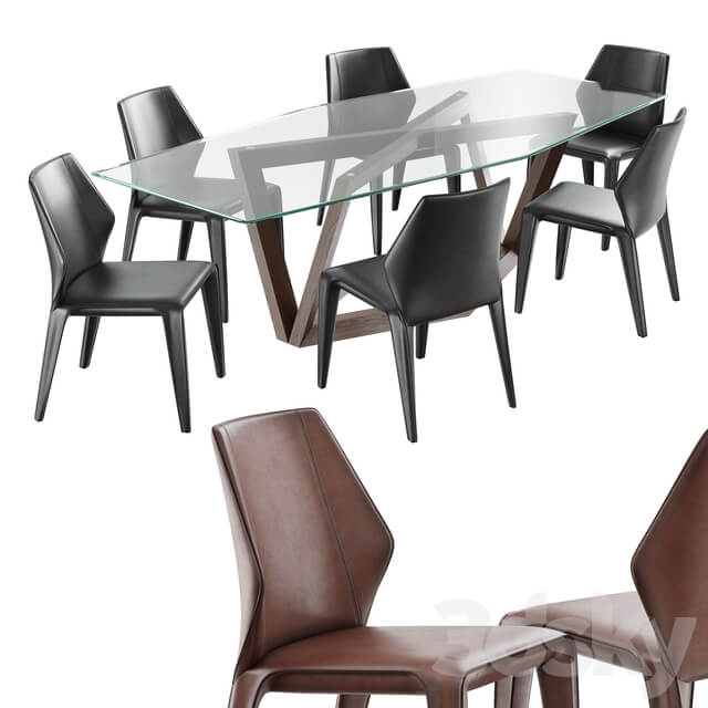 Table Chair natuzzi frida chair C014 hex table E015