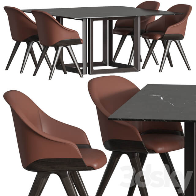 Table Chair Potocco Lyz Armchair Opus 893 TQ Dining Set