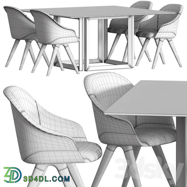 Table Chair Potocco Lyz Armchair Opus 893 TQ Dining Set