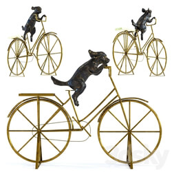 Deco Object Dog With Bicycle 