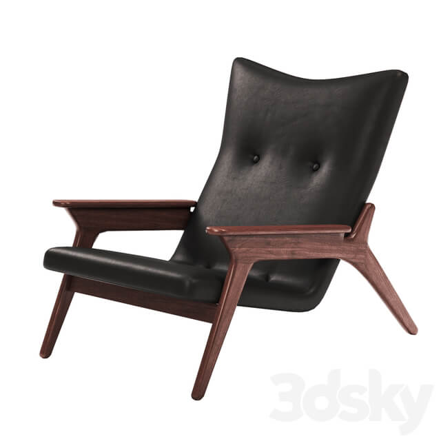 Adrian Pearsall Black Leather Lounge Chair