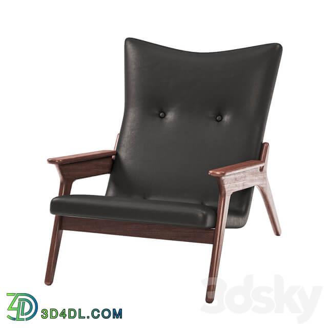 Adrian Pearsall Black Leather Lounge Chair