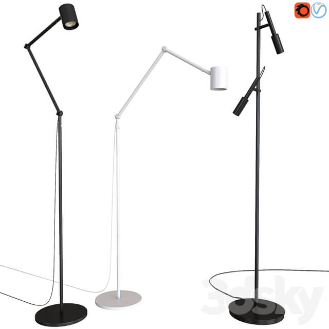 A set of floor lamps. IKEA NYMÅNE. PANZERI TUBINO