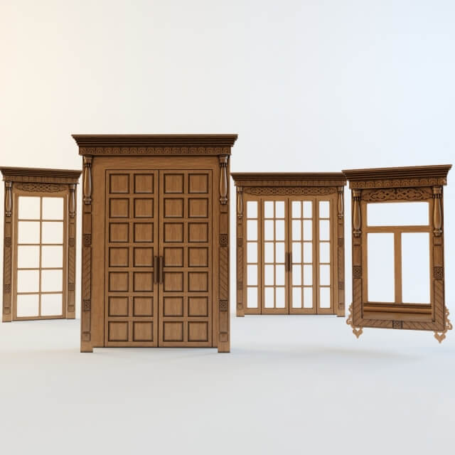 Windows Doors and Windows with carved aprons