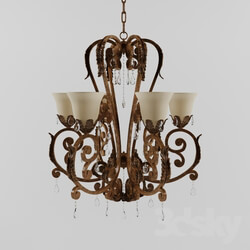 Valentina Iron Leaf Collection Six Light Chandelier 