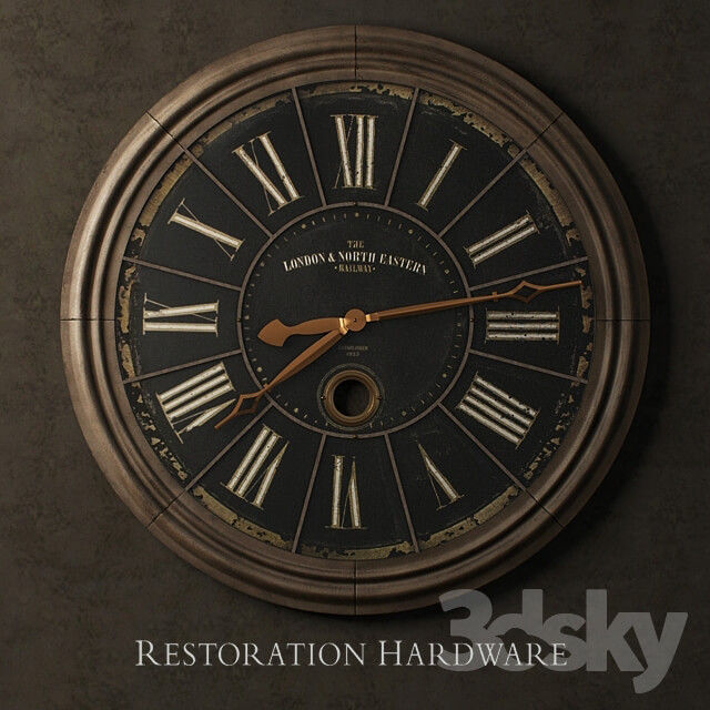 Restoration Hardware London Rail Clock Watches Clocks 3D Models