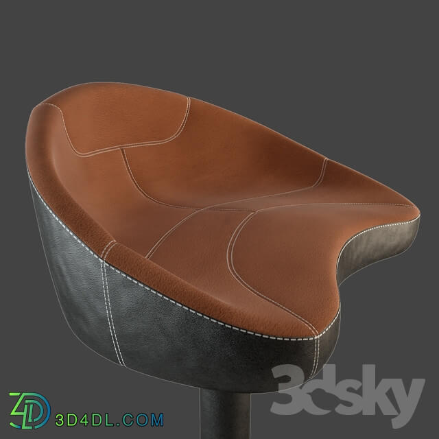 Slugger Bar Stool Black With Tan Stitching