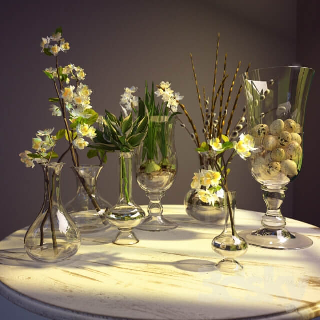 Plant Seven of vases with flowers
