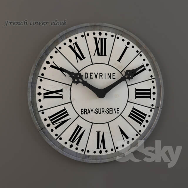 French tower clock Watches Clocks 3D Models