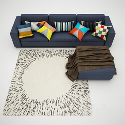 Triple sofas with pouf 