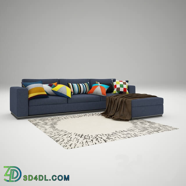 Triple sofas with pouf