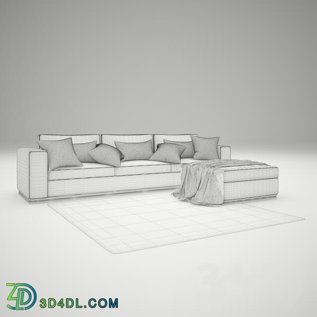 Triple sofas with pouf