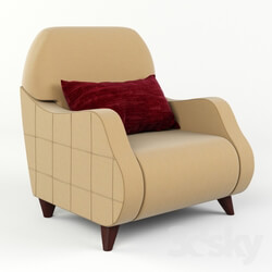 Armchair with semicircular armrests and pillow 