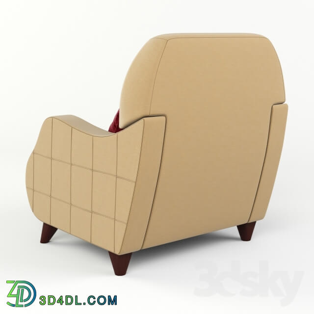 Armchair with semicircular armrests and pillow