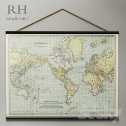 Miscellaneous RH VINTAGE WORLD MAP TAPESTRY 