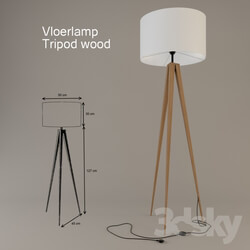 Vloerlamp Tripod wood 