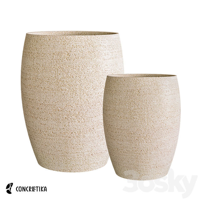 Concretika Collection of Planters Oval Surface Om 3D Models 3DSKY