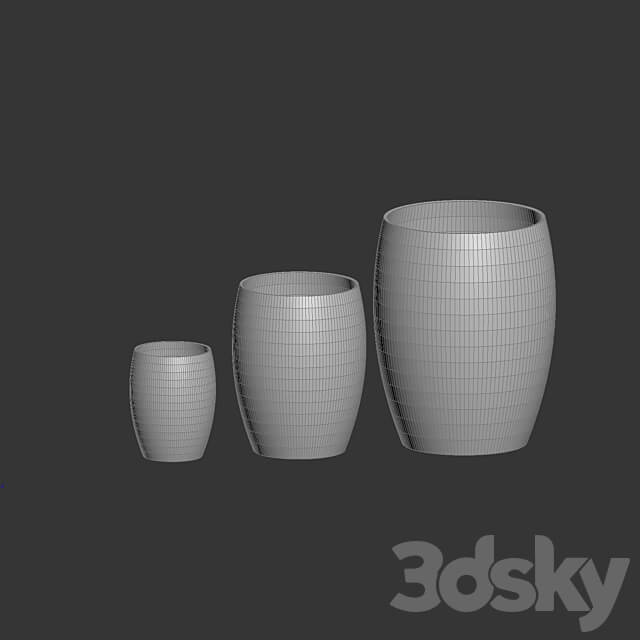 Concretika Collection of Planters Oval Surface Om 3D Models 3DSKY