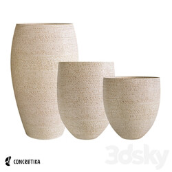 CONCRETIKA collection of planters BARREL surface OM 3D Models 3DSKY 