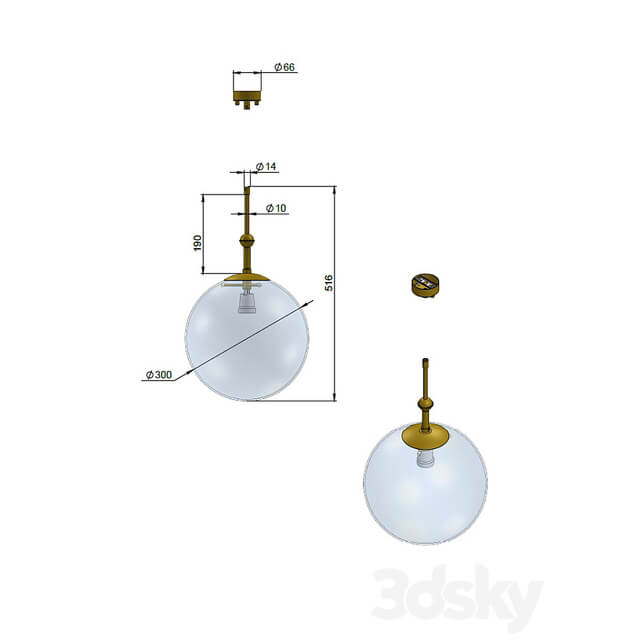 ohm Kilinski 2 suspension art. 26858 by Pikartlights Pendant light 3D Models 3DSKY